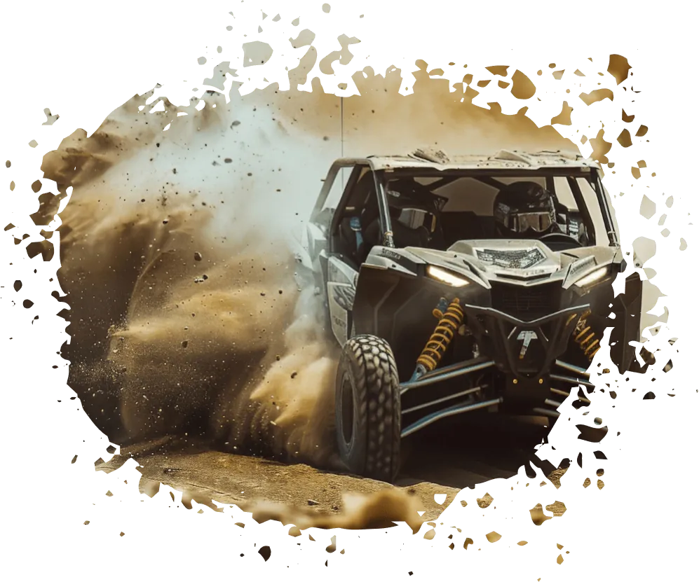 A dynamic shot of a Can-Am Maverick X3 in motion, highlighting its agility and strength on challenging landscapes.